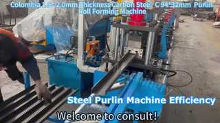 Découvrez pourquoi choisir la Colombie 1,5--2,0 mm d'épaisseur en acier au carbone C 94*32 mm Purlin Roll Forming Machine